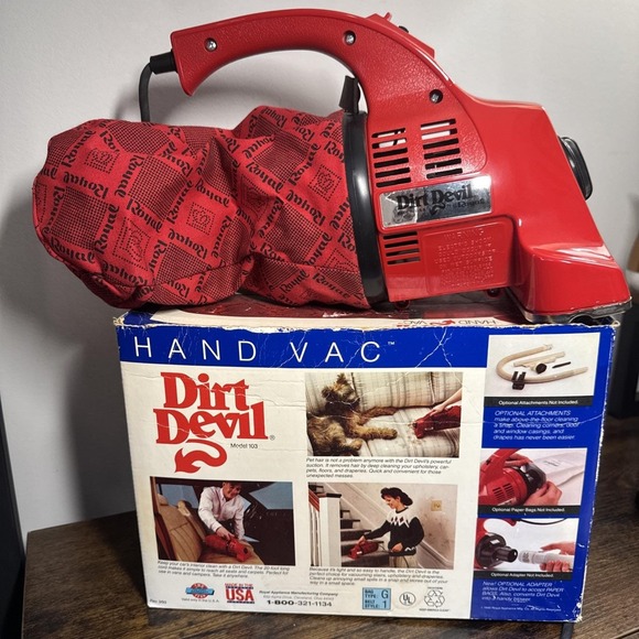 VTG Dirt Devil Hand Vac Vacuum Model 103 Royal Vacuum Red USA Works - Picture 6 of 8